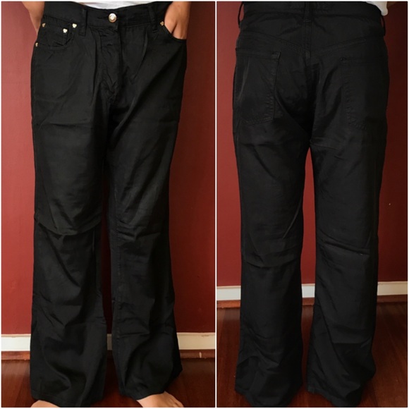 MCM “The Golden Jeans” Satin Pants Made in Italy Straight Leg Slight Flare - Picture 3 of 7